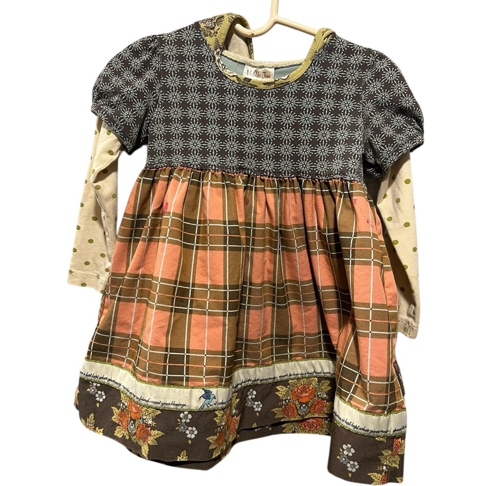 Matilda Jane Brown Pink Plaid Layered Dress